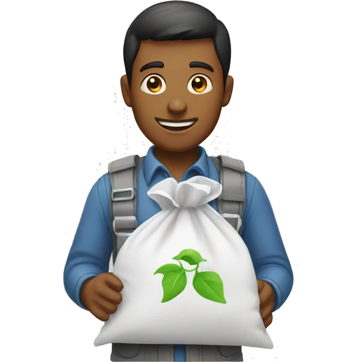 Men delivering laundry bag emoji