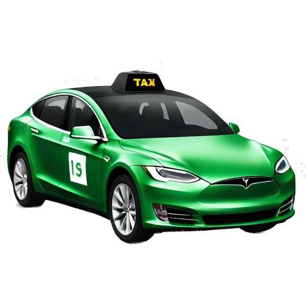 green tesla taxi car emoji