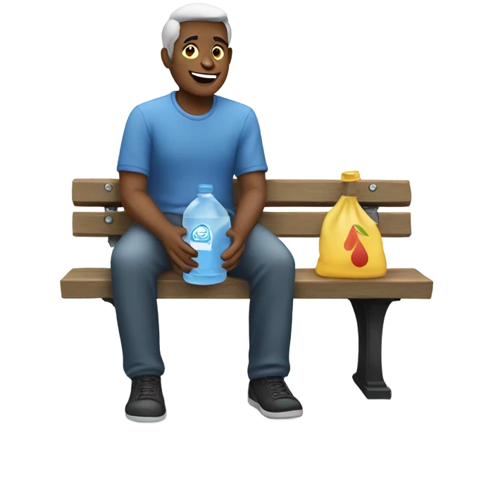 Guy on the bench handing out water emoji