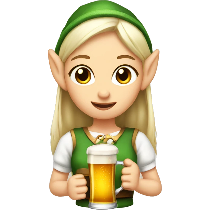 2 girl elves drinking beer emoji