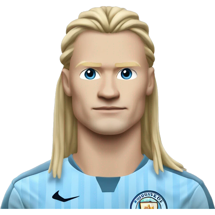 Erling Haaland with long hairs Manchester City emoji
