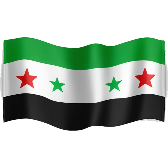The new Syrian flag the one with green on top and white with 3 stars and then black emoji