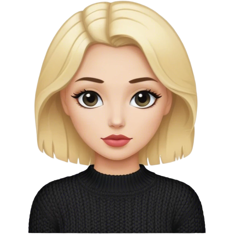 luxury blonde makeup artist wearing black knitted sweater emoji
