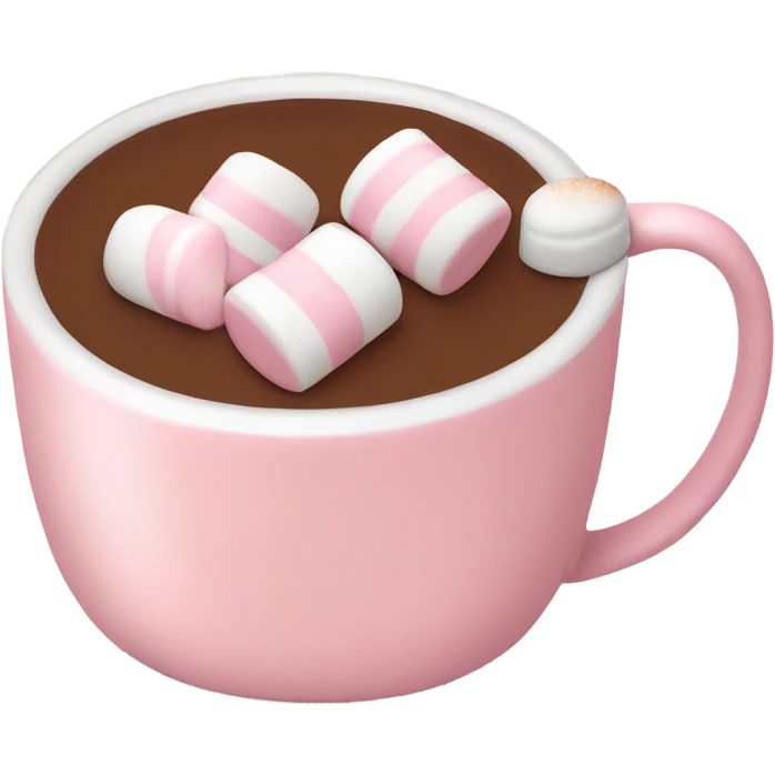 Light Pink mug of hot chocolate with marshmallows  emoji