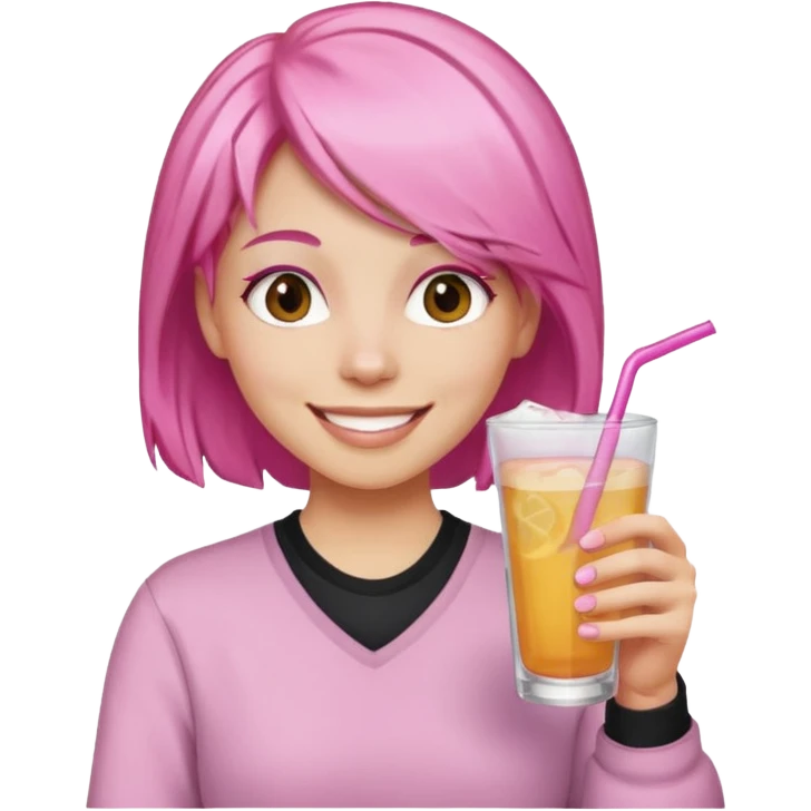 pink haired drink holder emoji
