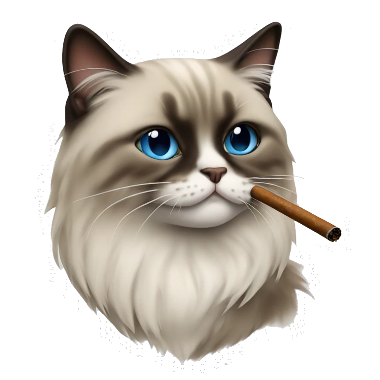 Ragdoll cat smoking cigar emoji