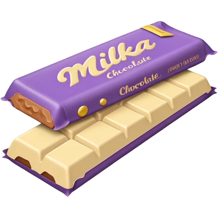 emoji style flat illustration, pastel lilac Milka chocolate bar, beige pink yellow accent tones, light grain, no background, pinterest sticker aesthetic emoji