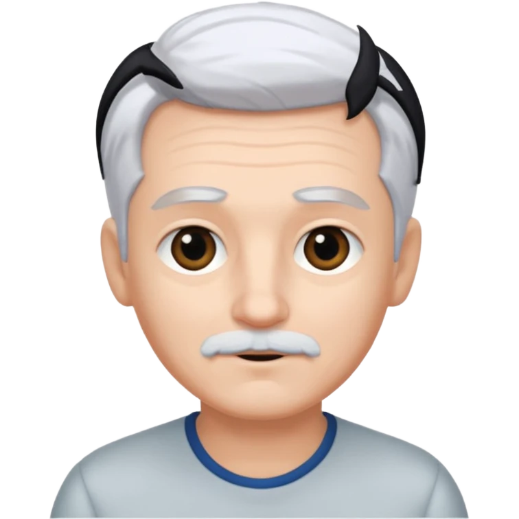 pure white hair, cute mature Boy, black eye brows emoji