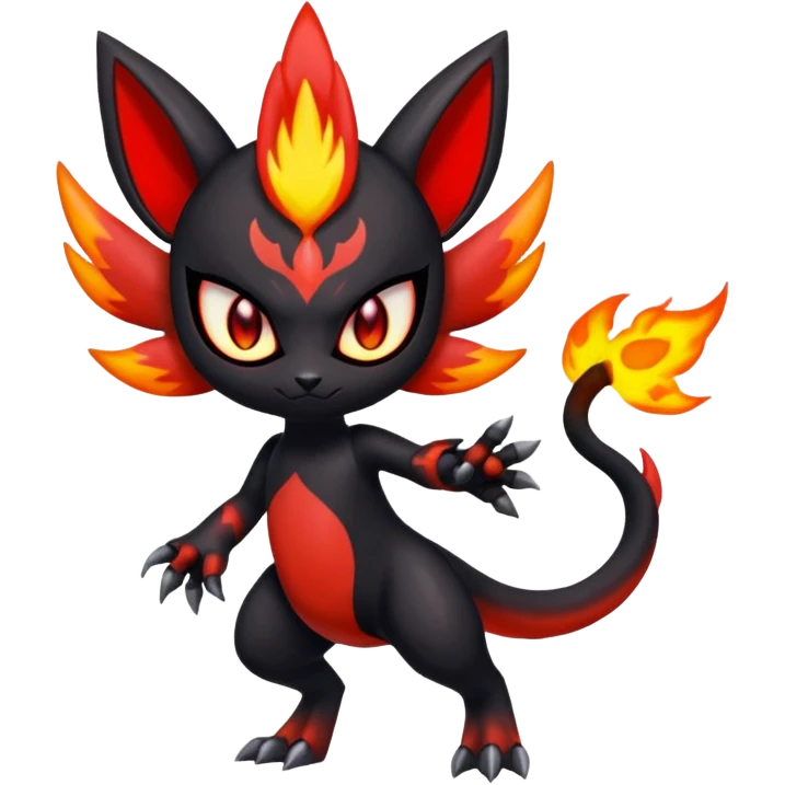 Colorful Shiny Cool Badass Spicy Evil Spooky Meloetta-Litten-Guilmon-Darkrai-Pokémon-Fakémon-fusion-hybrid-creature emoji