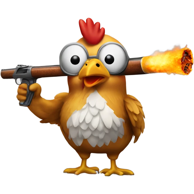 Chicken with a cigarette and a shotgun emoji