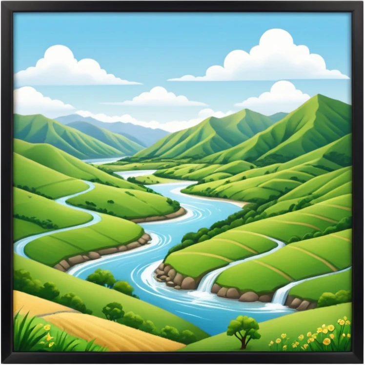 sunny new zealand summer valley with a river emoji