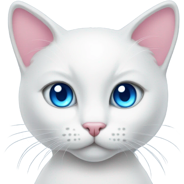 white cat with a pink bow blue eyes emoji