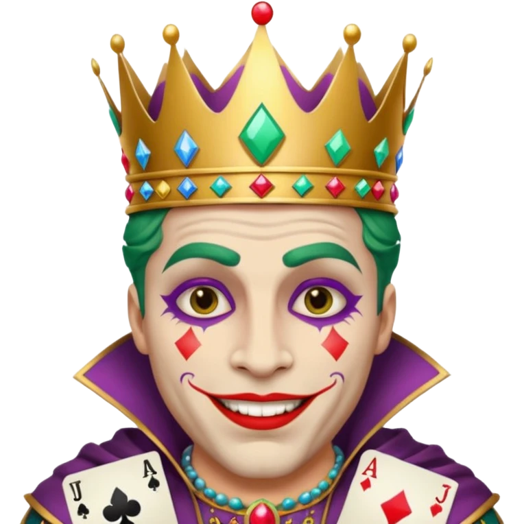 crazy colorful human jolly joker from poker, medieval, vintage, king emoji