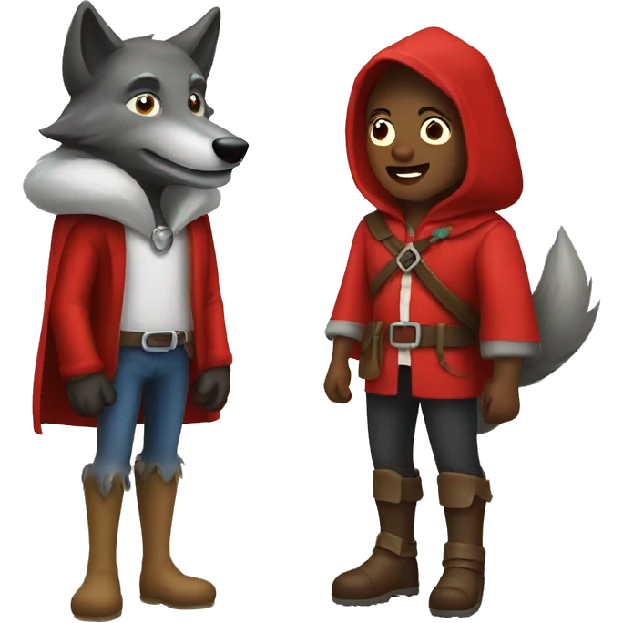 Red riding hood and Wolf emoji