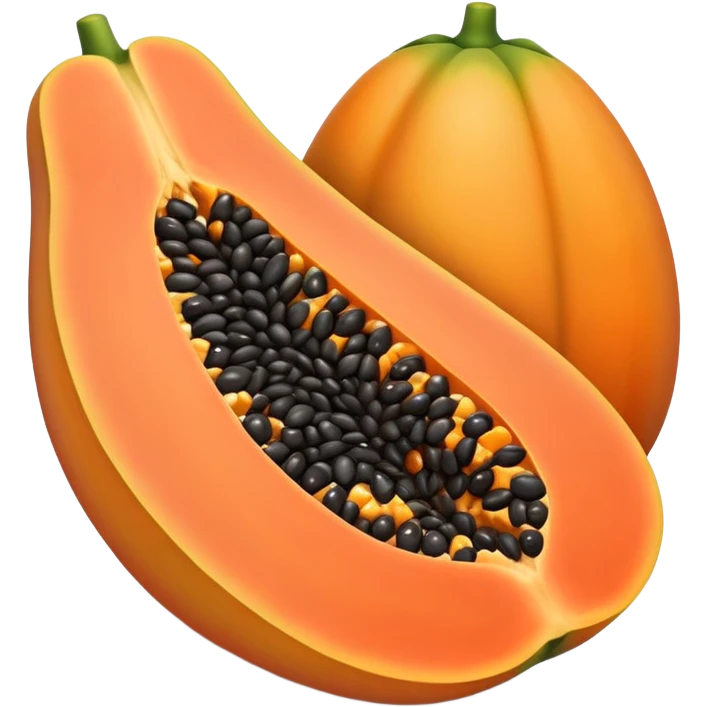 papaya cut in half, showing black seeds emoji