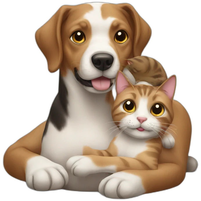 Dog with cat on lap emoji