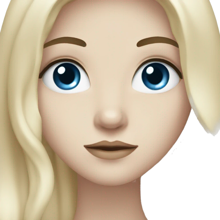 White girl with long black hair and blue eyes emoji