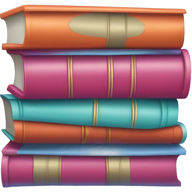A stack or books with the colours red, teal, magenta, light blue and orange emoji