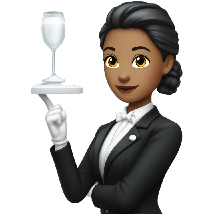 female butler with hair in ponytail emoji