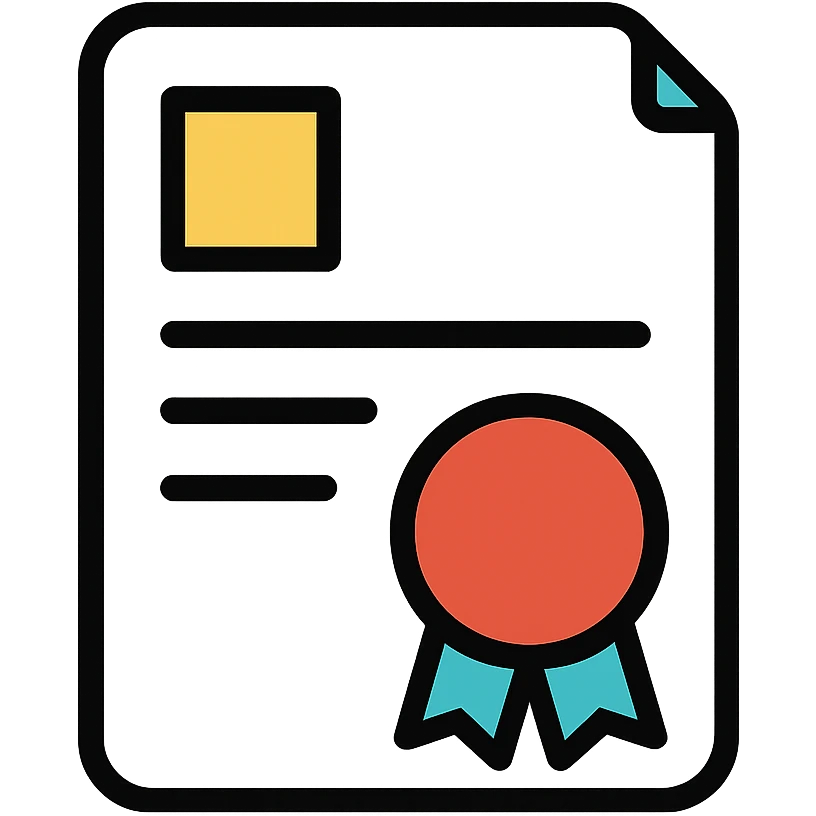 Document icon with official stamp or seal, symbolizing business registration and authorization emoji
