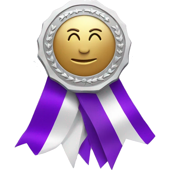 silver medal with purple ribbon emoji
