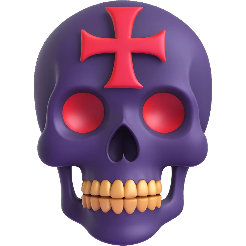 calavera con una X roja detrás, estilo 3D emoji