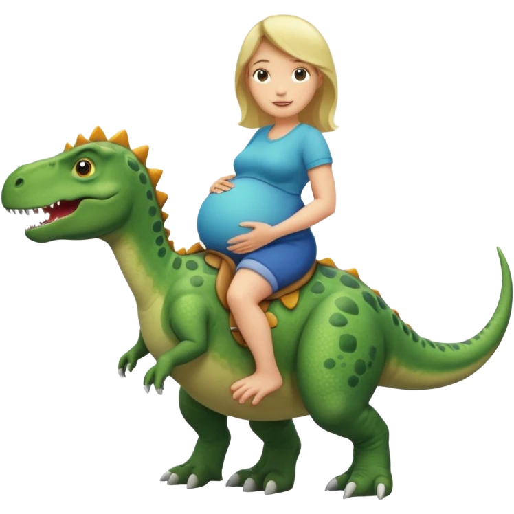 White pregnant woman riding a dinosaur  emoji