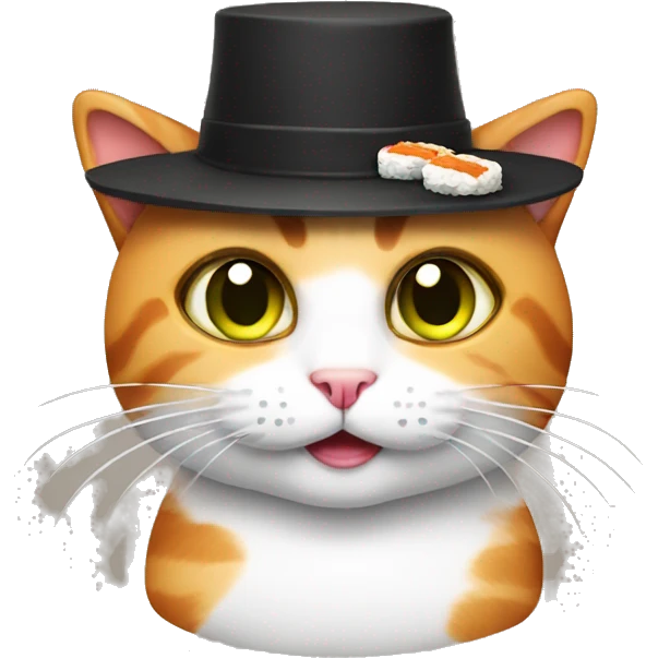 cat wearing sushi as a hat emoji