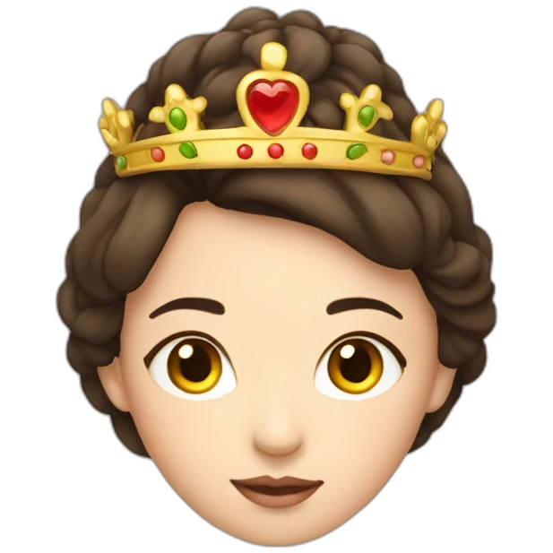 a brunette woman with a crown on the head, asian emoji