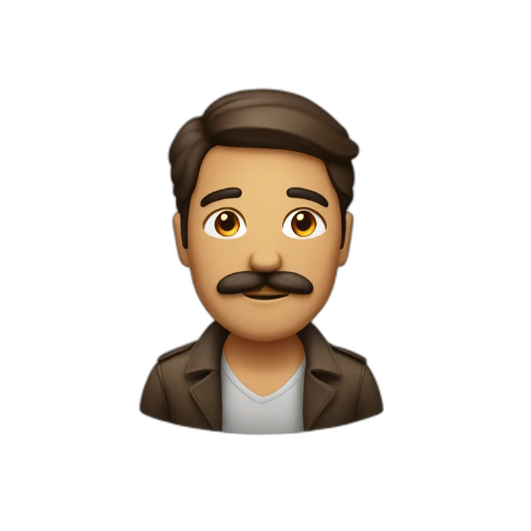 Homme brun avec une moustache carré  emoji