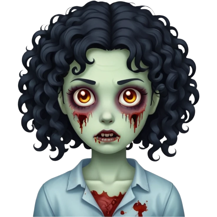 chat, make a zumbi girl pretty with a culy black har emoji