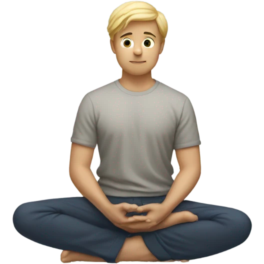 A man with blonde hair practicing yoga in the lotus pose, radiating serenity and focus emoji