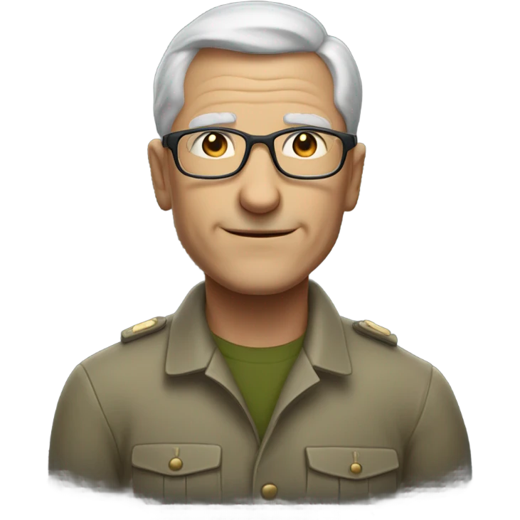 an old white soldier who has glasses and such gray hair, such short hair, but he also had to be thick
 emoji