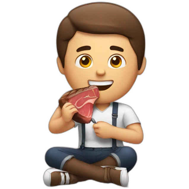 Guy eating steak emoji