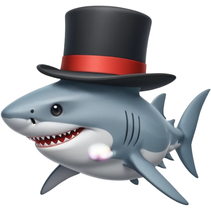 Shark with a top hat emoji