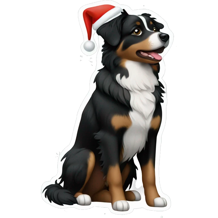 Small black australian shepherd dog Christmas tree emoji