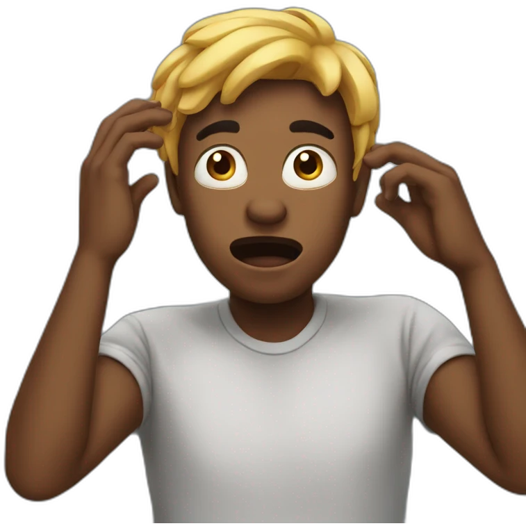 Shocked black guy grabbing his head in his hand emoji