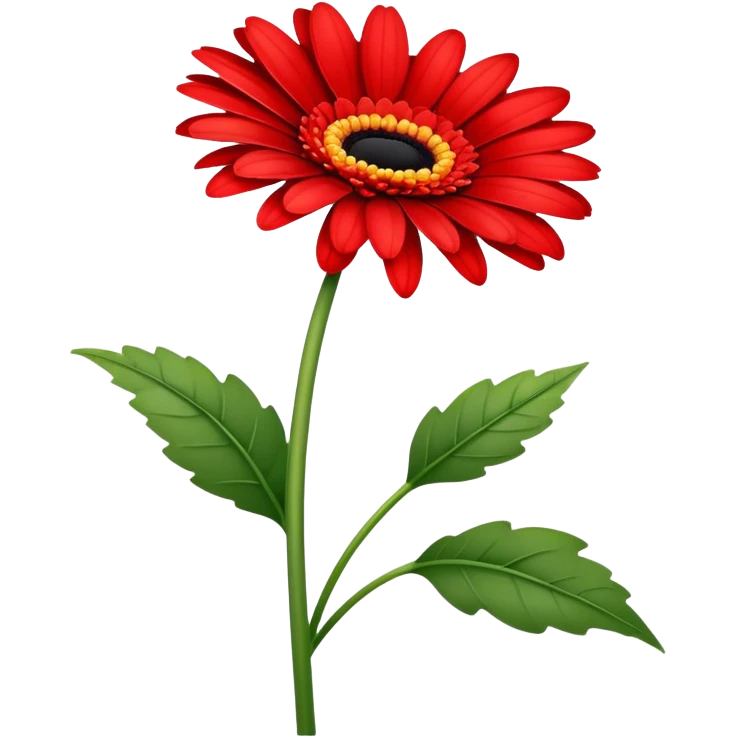 single Bright Red Gerbera Daisy, straight stem emoji