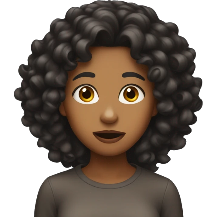 brown girl with curly black hair shocked emoji