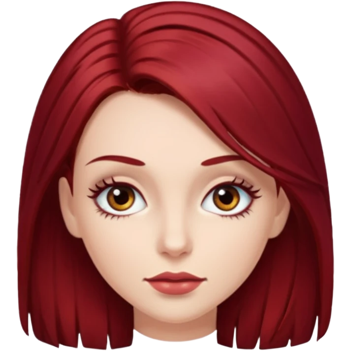 A woman whit dark red hair and some eys lashes emoji