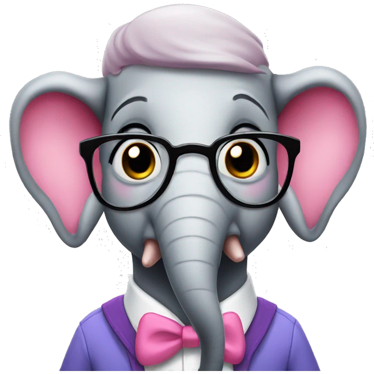 pink nerd elephant emoji