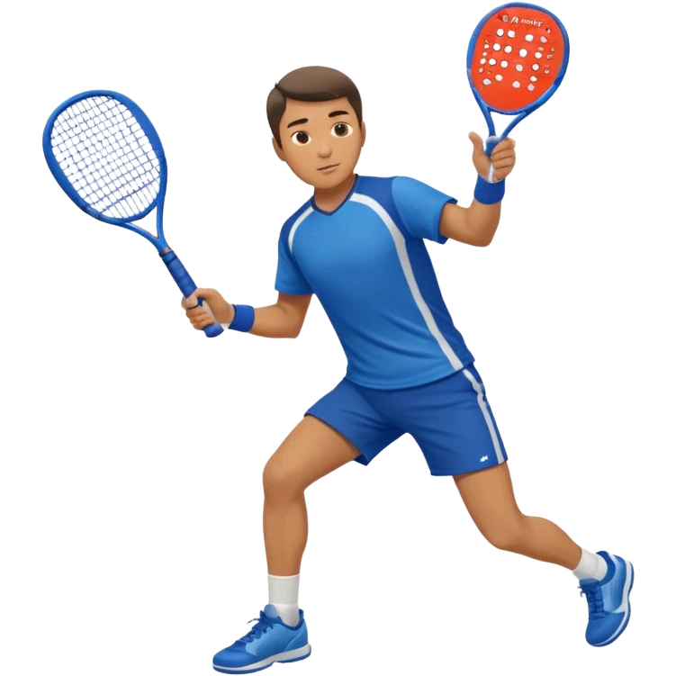 Male, eurasian, wearing sports cloth, swinging padel raquet not a tennis raquet emoji