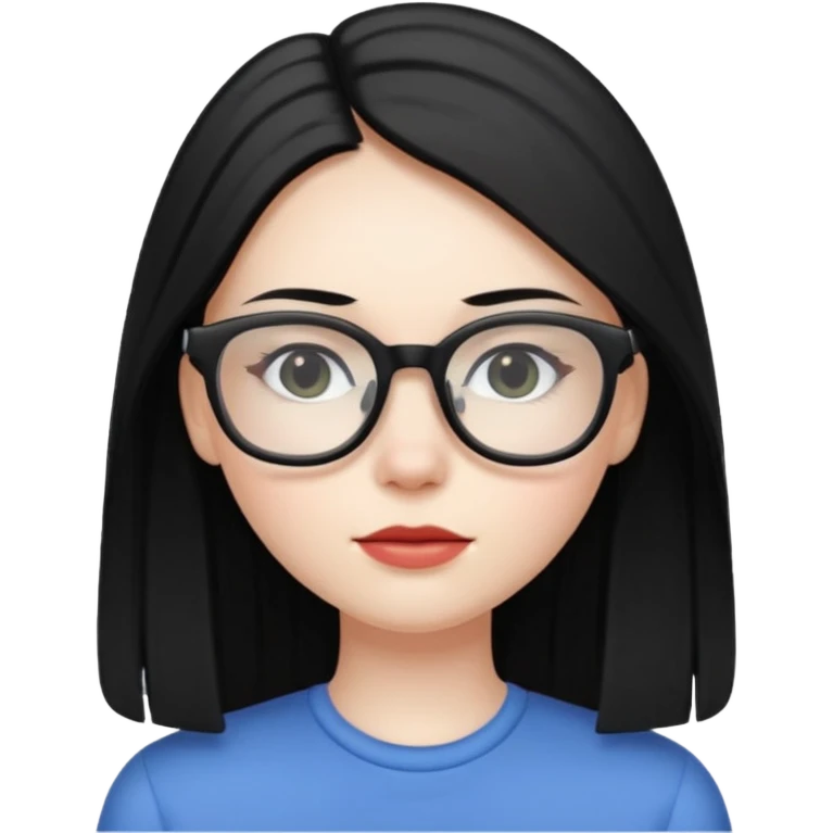 abg girl with pale skin no bang,long black straight hair and a glasses emoji