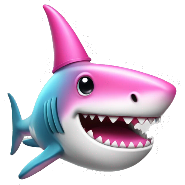 Pink shark wearing party hat emoji
