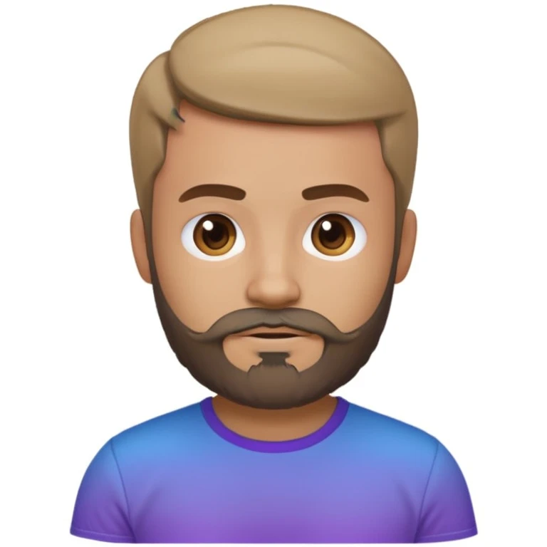 A hero emoji inspired by Moscow, featuring a character with a beard and short hair, wearing a gray t-shirt, with a purple and blue gradient background emoji