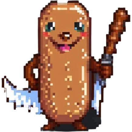 smiling sausage holding a bat emoji