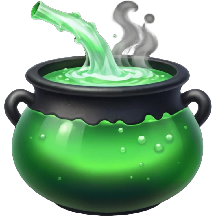 Cauldron – Black pot bubbling green potion. emoji