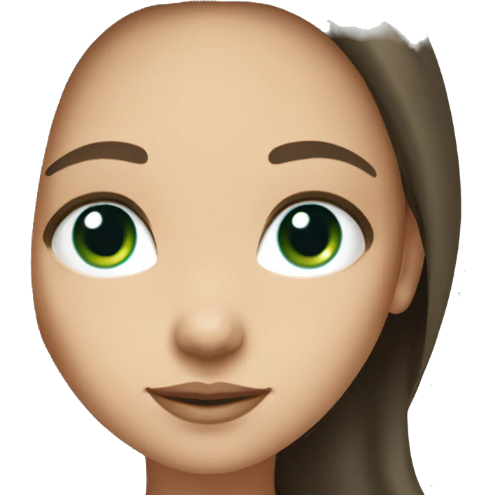 Brunette long hair with light skin and green/blue eyes girl cute emoji