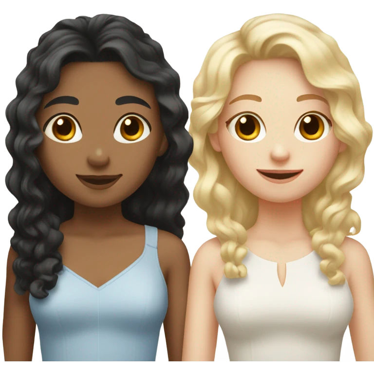 Three girls: two with black hair , one with blond curly hair. All three have pale skin emoji