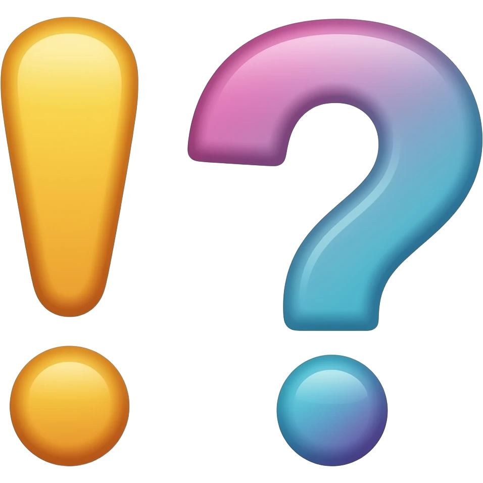 Exclamation mark and question mark, soft and colourful emoji